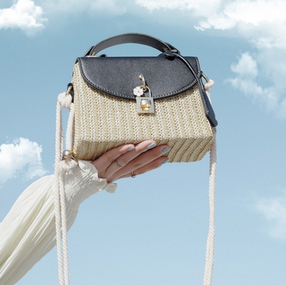 Women Mini Straw Woven Cross-body Shoulder Bag Top-handle Bag Handbag - Picture 7 of 7